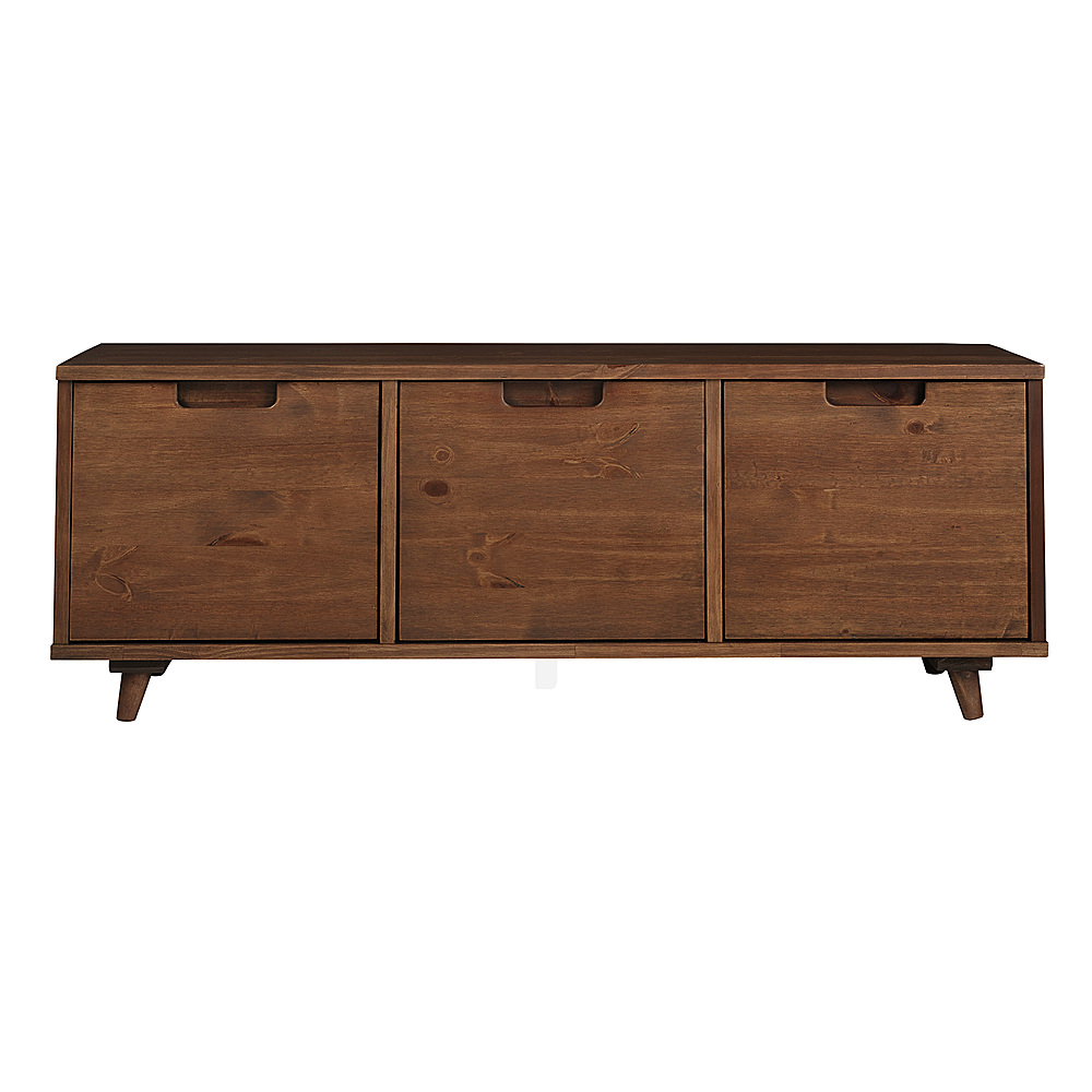 Left View: Walker Edison - Mid Century Storage Console with 3 Drawers for TVs up to 55" - Walnut