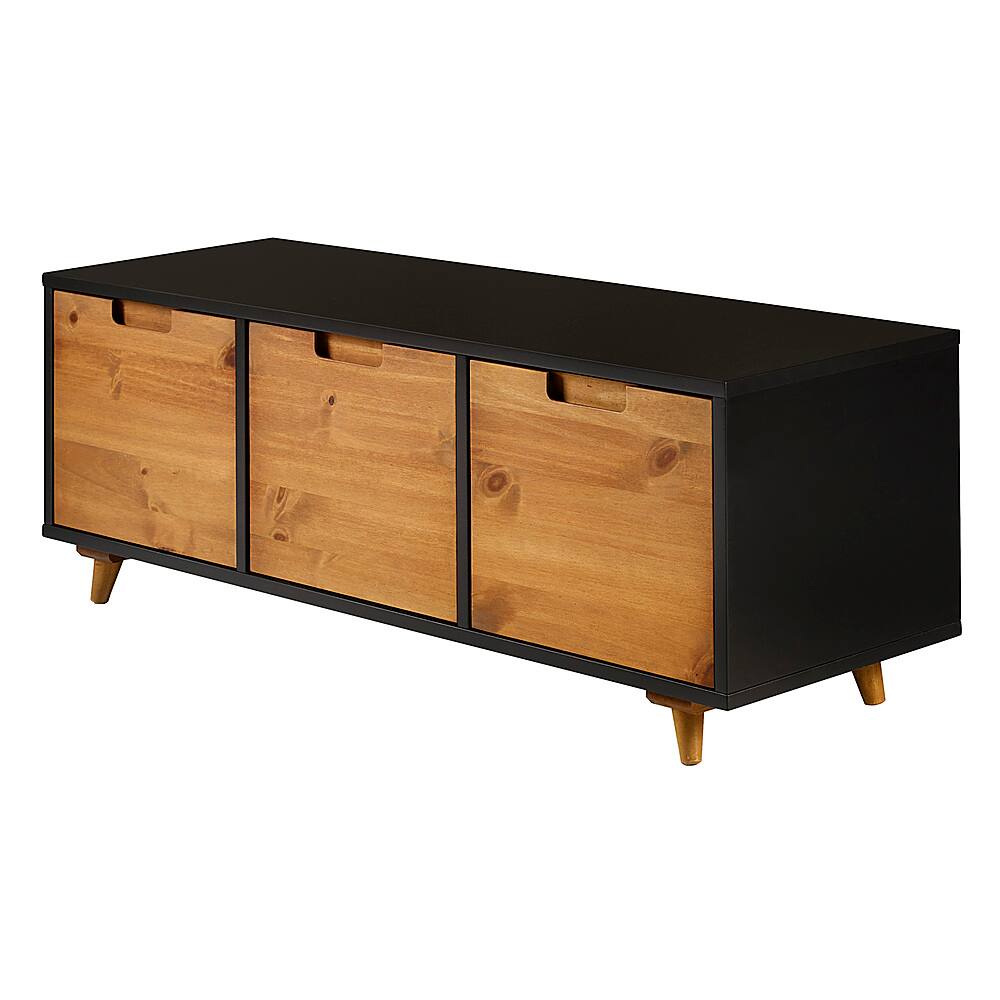 Angle View: Walker Edison - Mid Century Storage Console with 3 Drawers for TVs up to 55" - Caramel/black