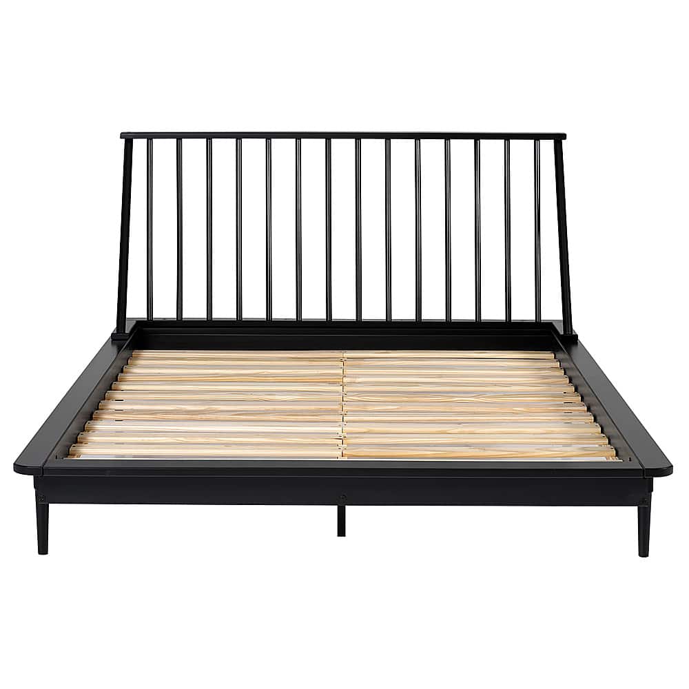 Walker Edison - Boho Solid Wood Queen Spindle Bed Frame - Black - Front_Zoom