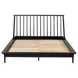 Walker Edison - Boho Solid Wood Queen Spindle Bed Frame - Black - Front_Zoom