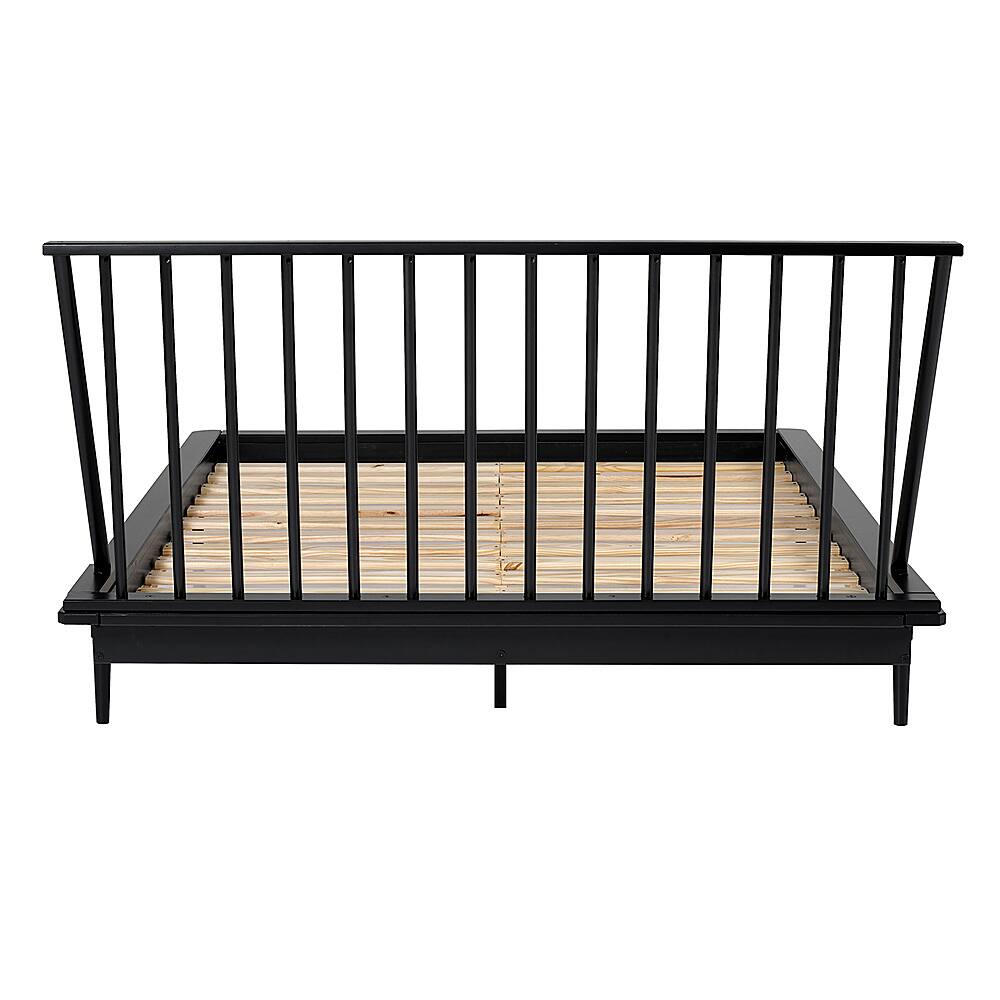 Alt View 11. Walker Edison - Boho Solid Wood Queen Spindle Bed Frame - Black.