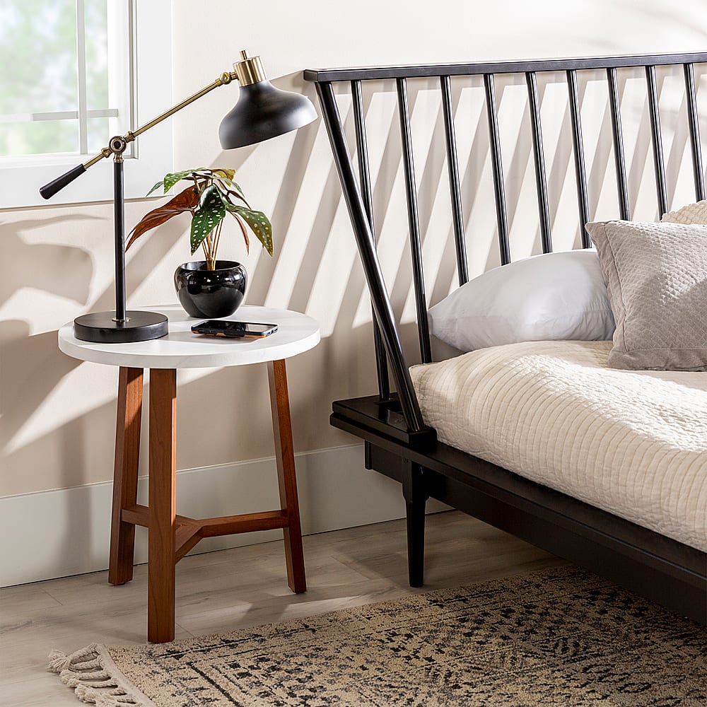 Alt View 13. Walker Edison - Boho Solid Wood Queen Spindle Bed Frame - Black.