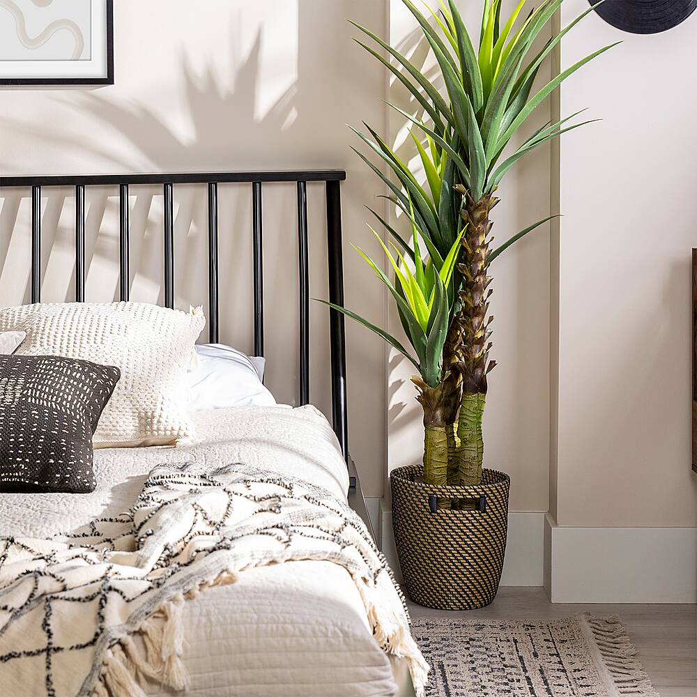 Alt View 15. Walker Edison - Boho Solid Wood Queen Spindle Bed Frame - Black.