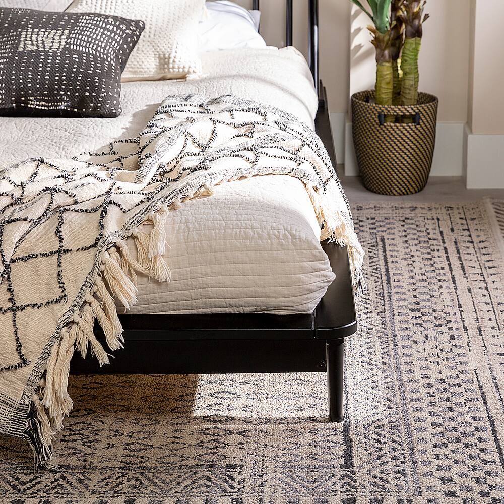 Alt View 16. Walker Edison - Boho Solid Wood Queen Spindle Bed Frame - Black.