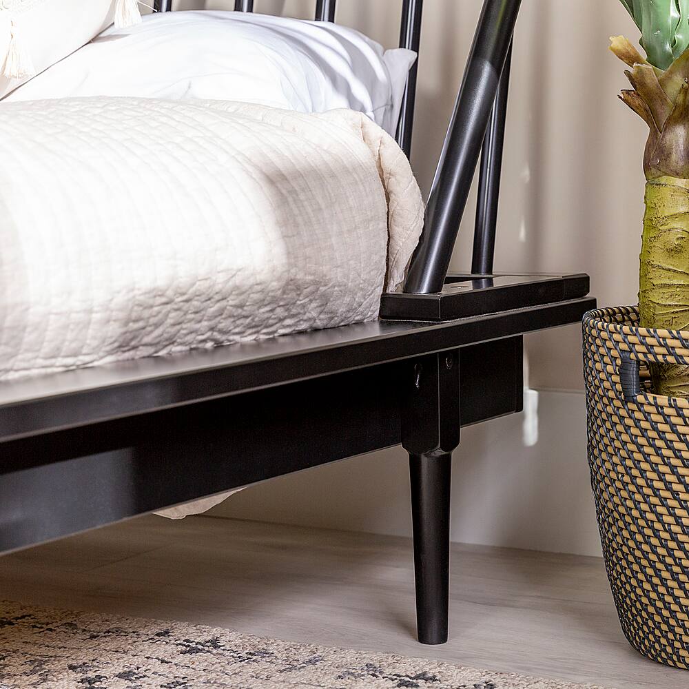 Alt View 18. Walker Edison - Boho Solid Wood Queen Spindle Bed Frame - Black.