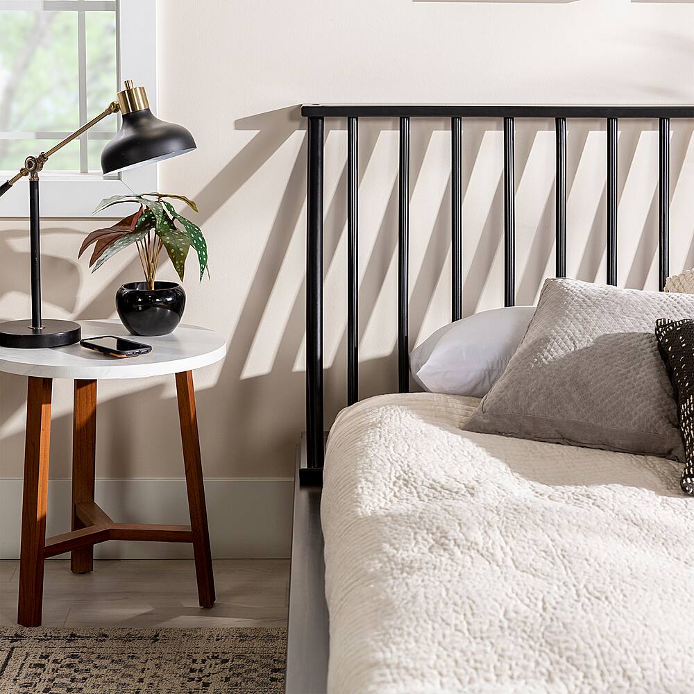 Alt View 19. Walker Edison - Boho Solid Wood Queen Spindle Bed Frame - Black.