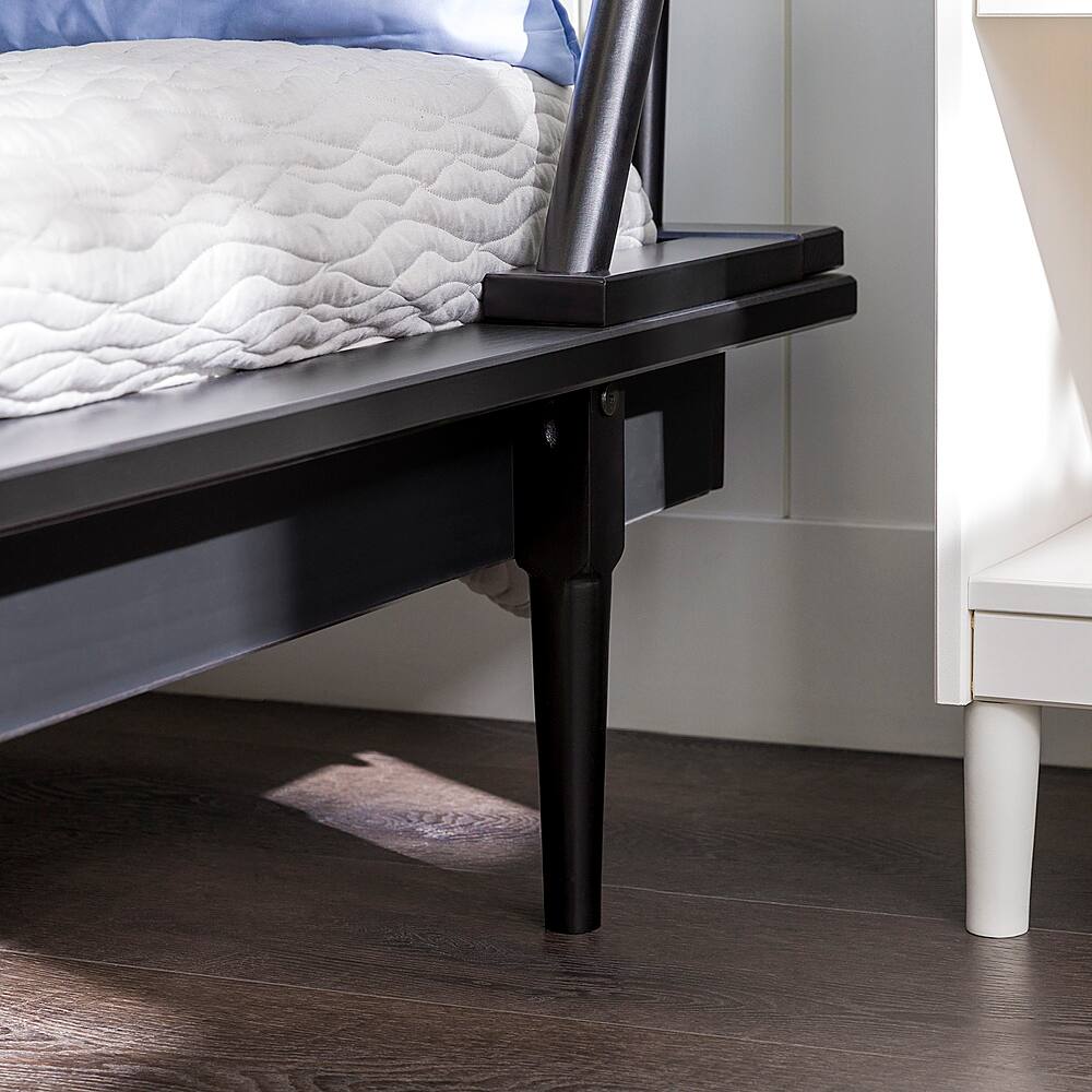 Alt View 22. Walker Edison - Boho Solid Wood Queen Spindle Bed Frame - Black.