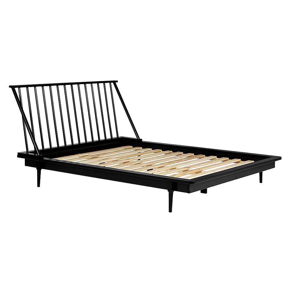 Left. Walker Edison - Boho Solid Wood Queen Spindle Bed Frame - Black.