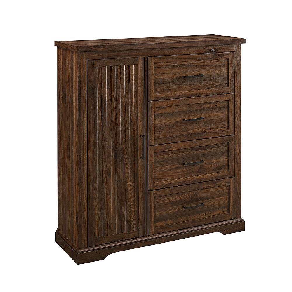 Left. Walker Edison - 45” Coastal Style 4 Drawer Wardrobe - Dark Walnut.