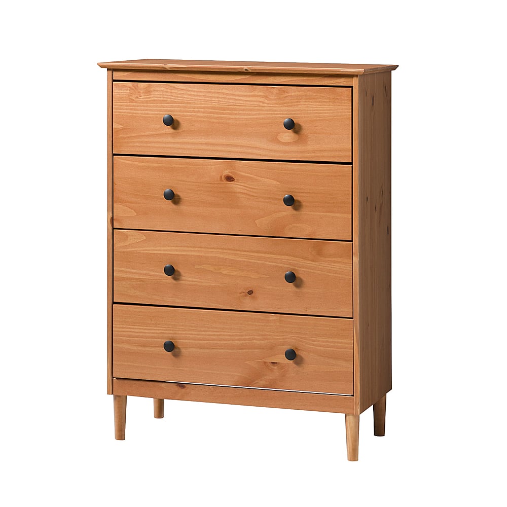 Left View: Walker Edison - Modern 4 Drawer Dresser - Caramel