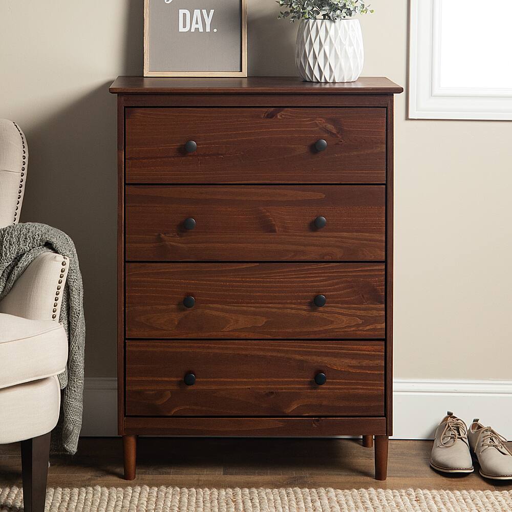 Walker Edison Modern 4 Drawer Dresser Walnut BBR4DDRWT Open Box