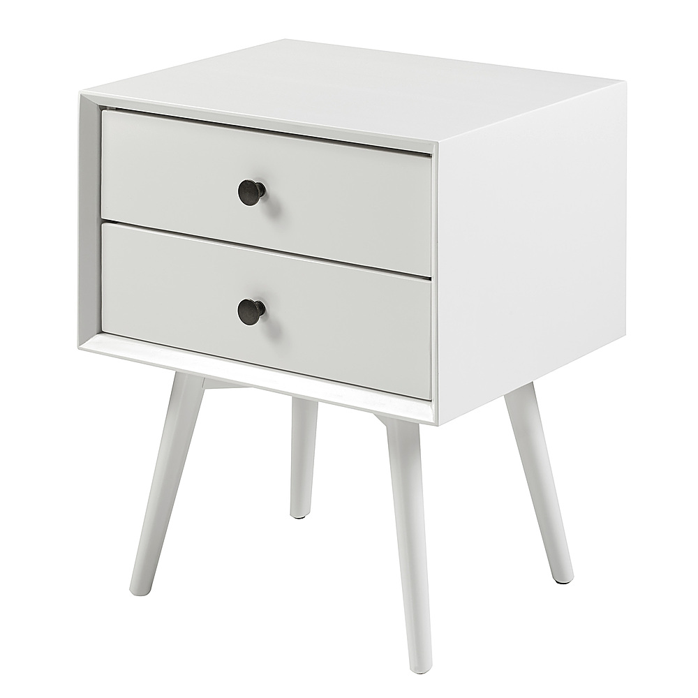 Angle View: Walker Edison - 25” Modern Solid Wood 2 Drawer Nightstand - White