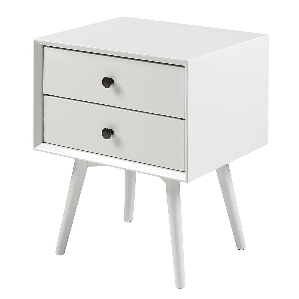 Angle View: Walker Edison - 25” Modern Solid Wood 2 Drawer Nightstand - White