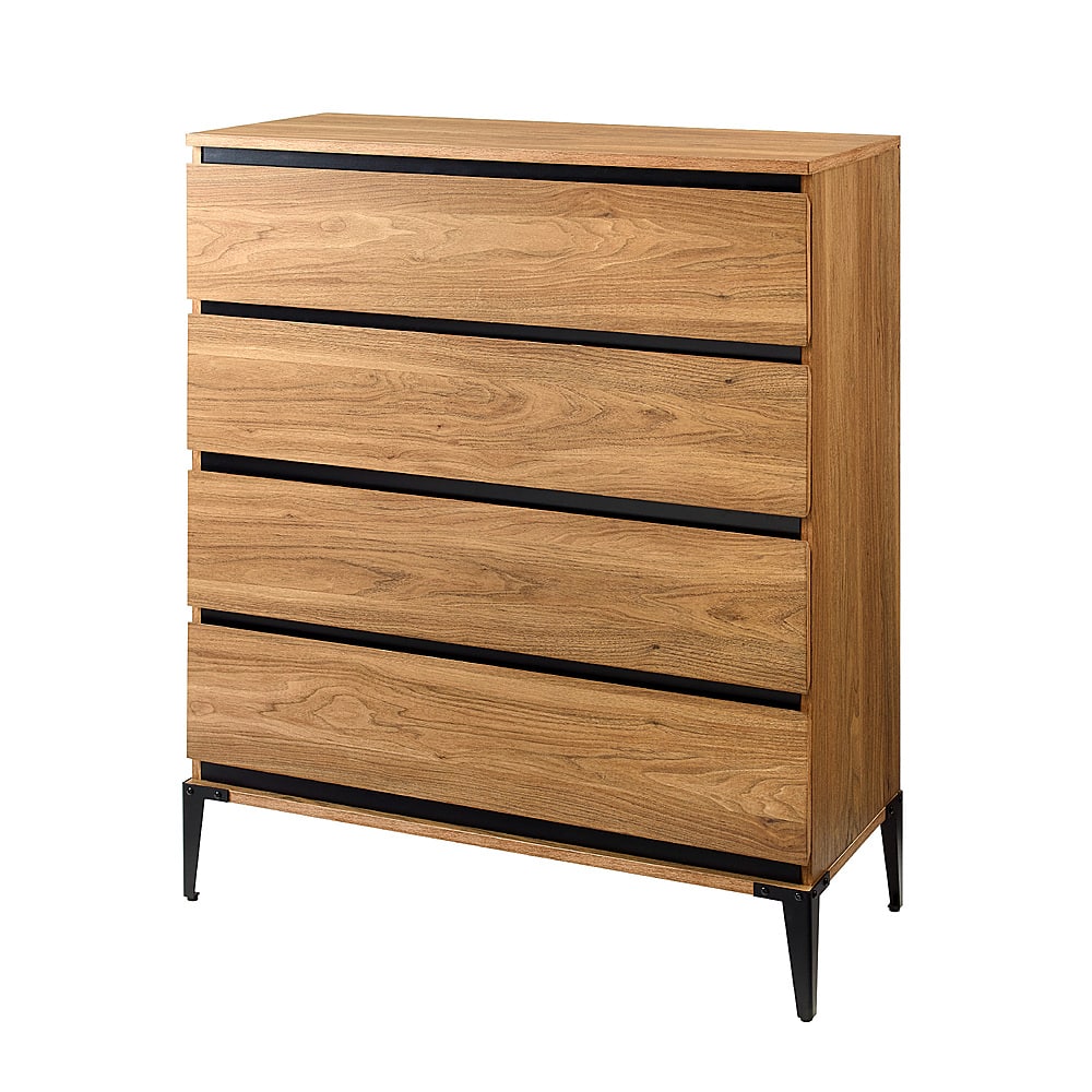 Angle View: Walker Edison - 36” Urban Industrial 4 Drawer Dresser - English Oak