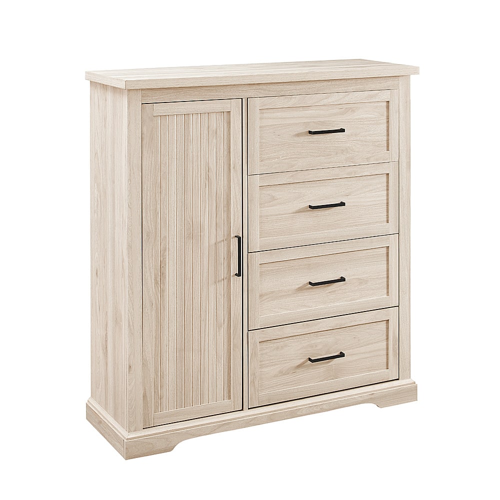 Left View: Walker Edison - 45” Coastal Style 4 Drawer Wardrobe - Birch