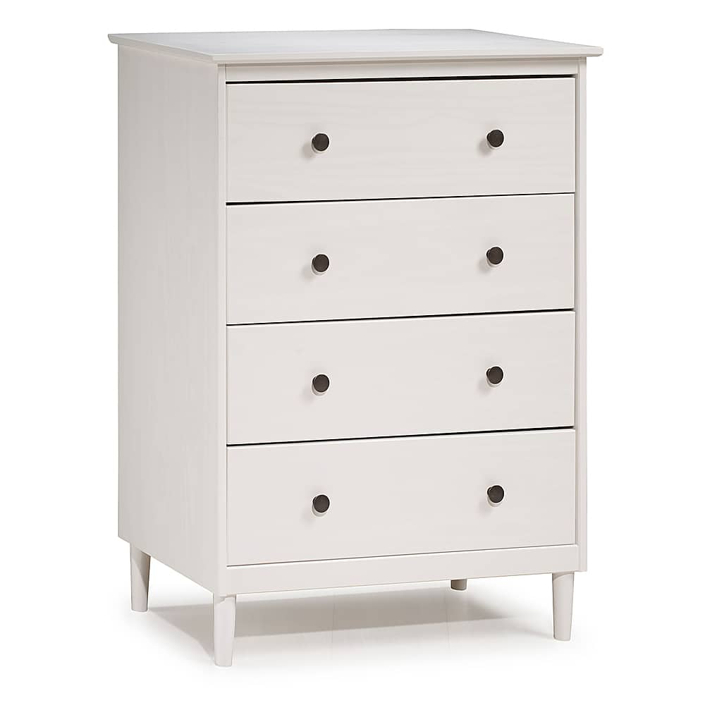 Angle View: Walker Edison - Modern 4 Drawer Dresser - White