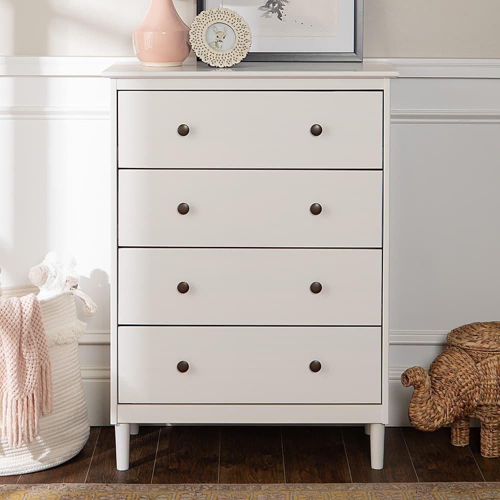 Left View: Walker Edison - Modern 4 Drawer Dresser - White