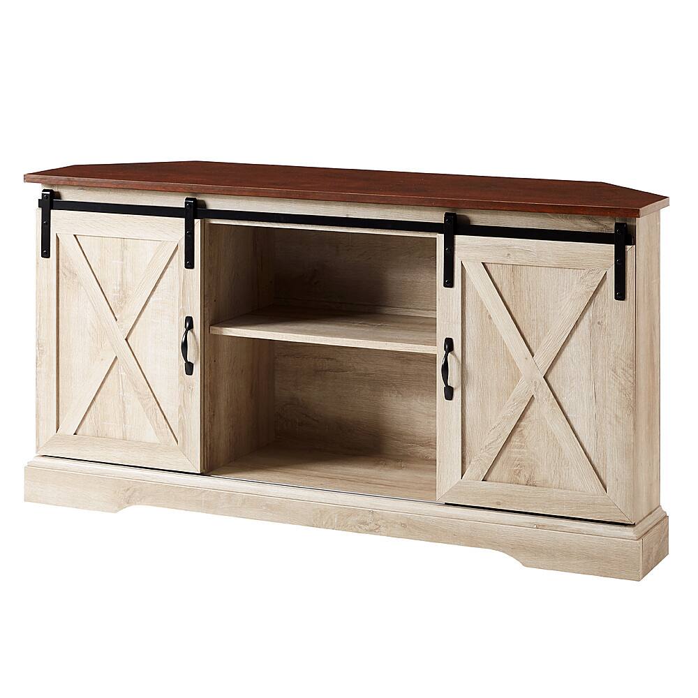 Angle View: Walker Edison - Modern Farmhouse TV Stand for TVs up to 58” - Traditional Brown/White Oak