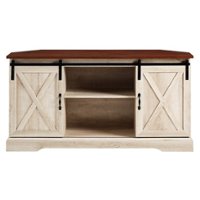 Walker Edison - Modern Farmhouse TV Stand for TVs up to 58” - Traditional Brown/White Oak - Front_Zoom
