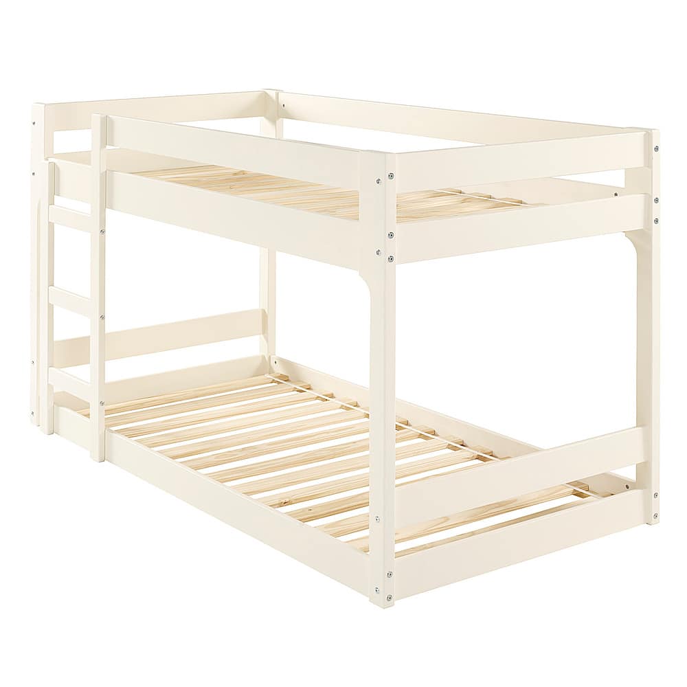 Angle View: Walker Edison - Modern Jr. Twin Over Twin Solid Wood Bunk Bed - White