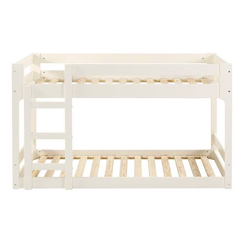 Walker Edison - Modern Jr. Twin Over Twin Solid Wood Bunk Bed - White