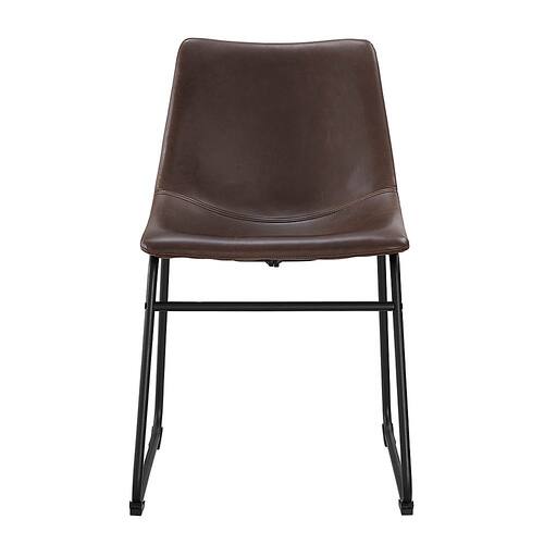 Walker Edison - 18" Industrial Faux Leather Dining Chair, Set of 2 - Brown