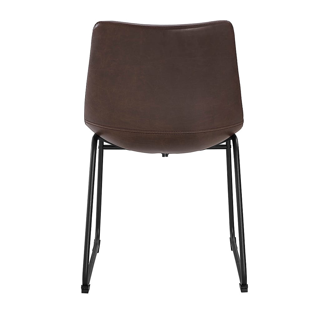 Left View: Walker Edison - 18" Industrial Faux Leather Dining Chair, Set of 2 - Brown