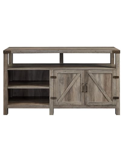 Walker Edison - Modern Farmhouse Barn Door Highboy TV Stand for TVs up to 65" - Grey Wash