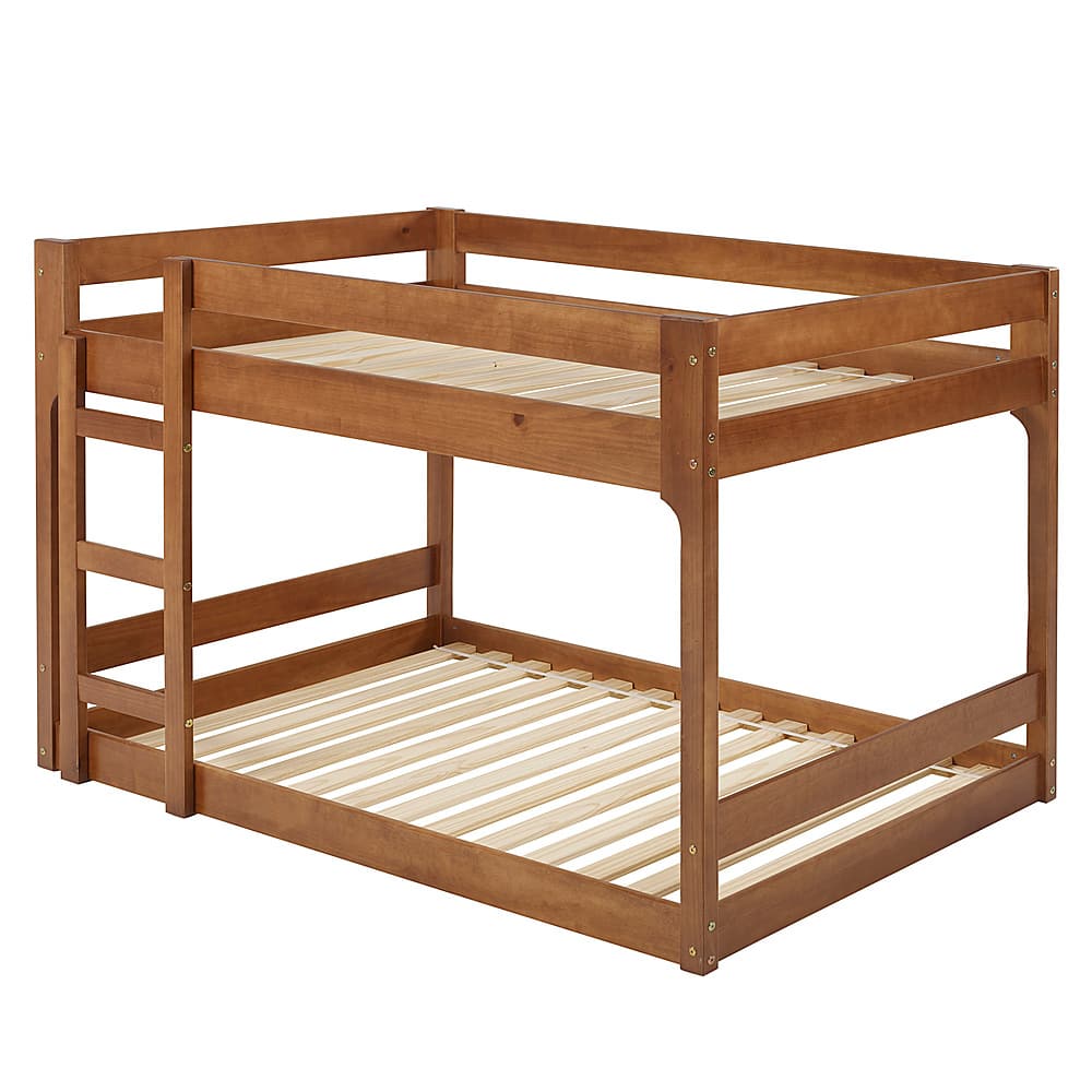 Angle View: Walker Edison - Modern Jr. Twin Over Twin Solid Wood Bunk Bed - Caramel