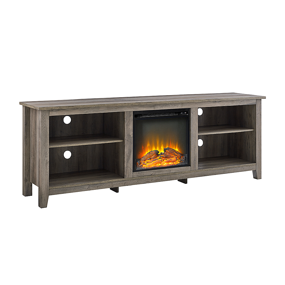 Left View: Walker Edison - 70” Classic Fireplace TV Stand for TVs up to 80” - Grey wash