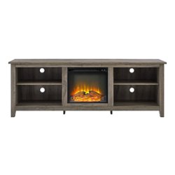 Walker Edison - 70” Classic Fireplace TV Stand for TVs up to 80” - Grey wash - Front_Zoom