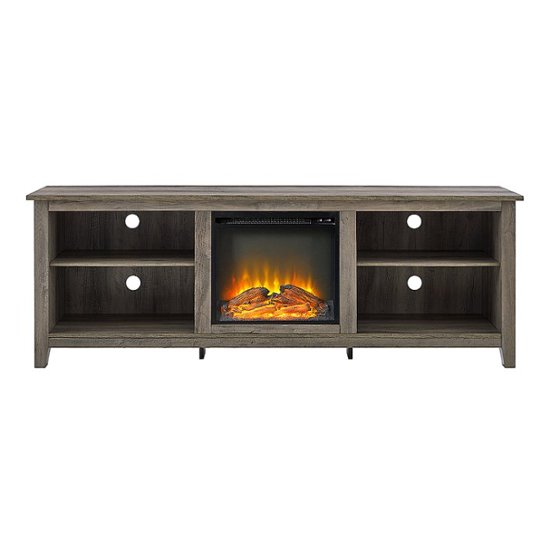 Front Zoom. Walker Edison - Open Storage Fireplace TV Stand for Most TVs Up to 85" - Grey Wash.