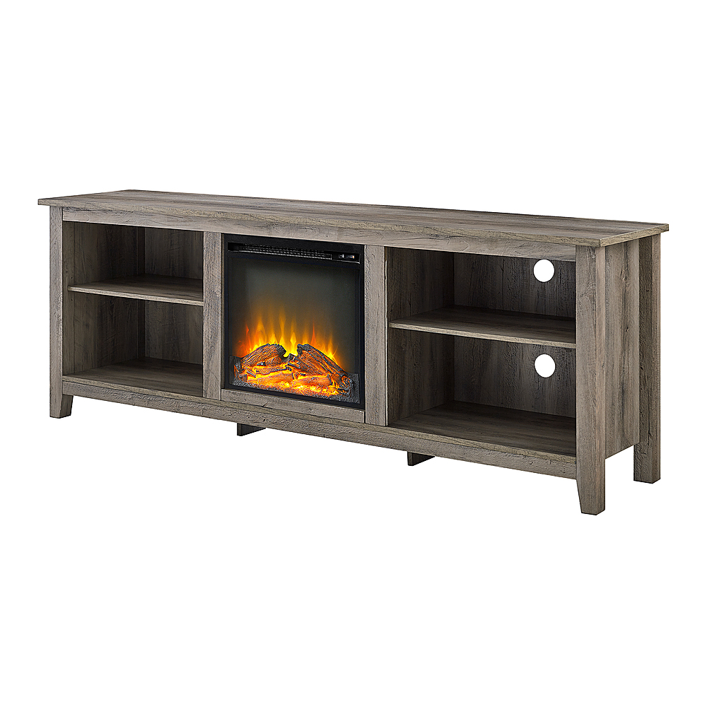 Angle View: Walker Edison - 70” Classic Fireplace TV Stand for TVs up to 80” - Grey wash
