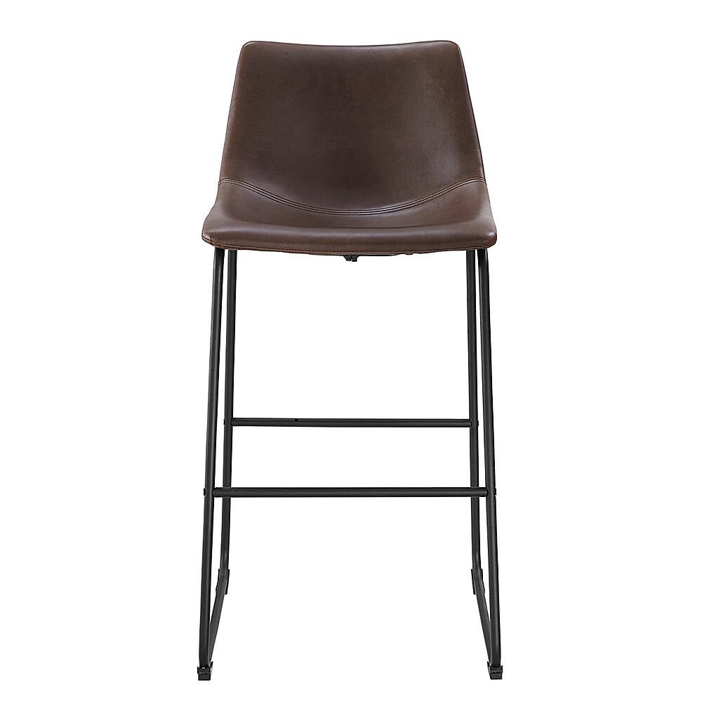 Angle. Walker Edison - 30" Industrial Faux Leather Barstools, Set of 2 - Brown.