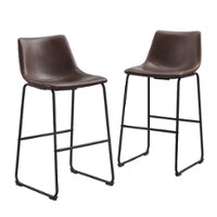 Walker Edison - 30" Industrial Faux Leather Barstools, Set of 2 - Brown - Front_Zoom