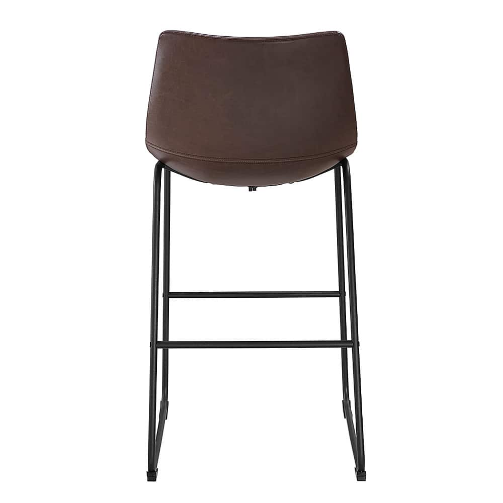 Left View: Walker Edison - 30" Industrial Faux Leather Barstools, Set of 2 - Brown