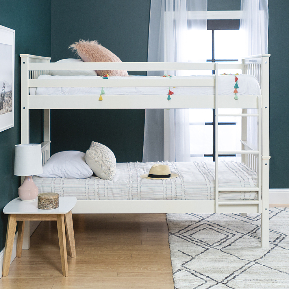 Walker Edison - Solid Wood Twin over Twin Mission Design Bunk Bed - White