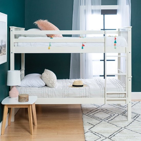 Walker Edison Solid Wood Twin Over, Solid Wood White Twin Bed