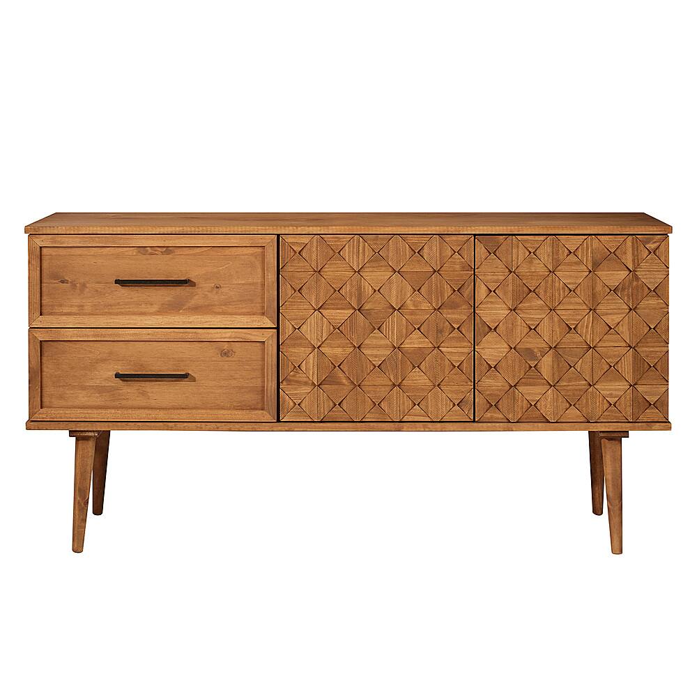 Walker Edison - 58” Solid Wood 2 Door Prism Detail Sideboard - Caramel - Front_Zoom