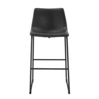 Walker Edison - 30" Industrial Faux Leather Barstools, Set of 2 - Black - Front_Zoom