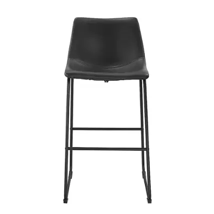 Front. Walker Edison - 30" Industrial Faux Leather Barstools, Set of 2 - Black.