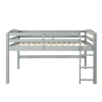 Walker Edison - Solid Wood Low Loft Twin Bed - Grey - Front_Zoom