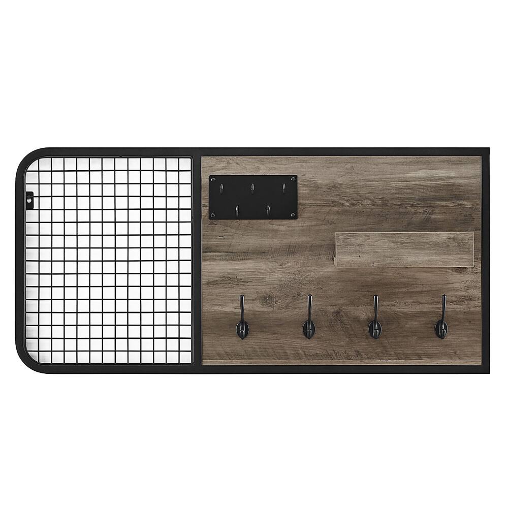 Best Buy Walker Edison 42" Metal and Wood Wall Organizer with Hooks