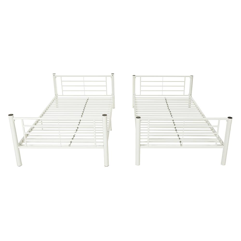 Left View: Walker Edison - Premium Metal Twin over Twin Bunk Bed - White
