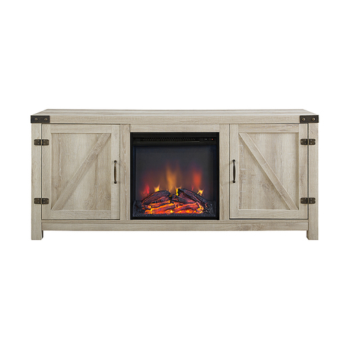 Walker Edison - Rustic Modern Farmhouse Fireplace TV Stand for TVs up to 65" - White Oak