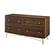 Angle. Walker Edison - 56” Contemporary 4 Drawer Gold Accent Dresser - Dark Walnut.