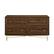Front. Walker Edison - 56” Contemporary 4 Drawer Gold Accent Dresser - Dark Walnut.