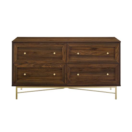 Walker Edison 56 Contemporary 4 Drawer Gold Accent Dresser