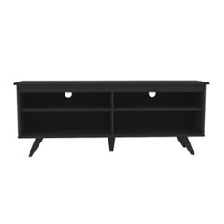 Walker Edison - Simple Contemporary TV Stand for TVs up to 65" - Black - Front_Zoom