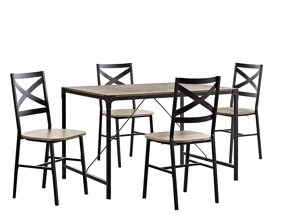 Angle View: Walker Edison - 5-Piece Wood Dining Set - Driftwood